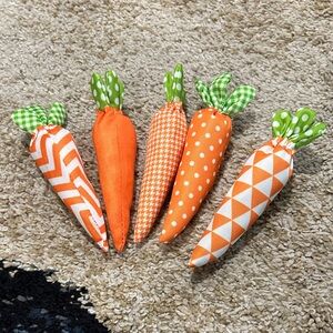 Fabric Carrot Decor Set of 5 Orange White Green